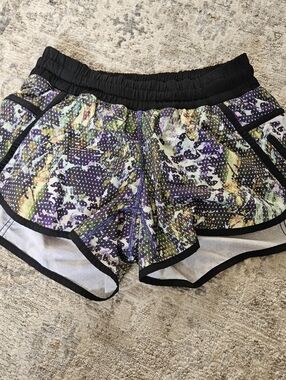 Lululemon Floral Print Active Shorts in Black and Purple